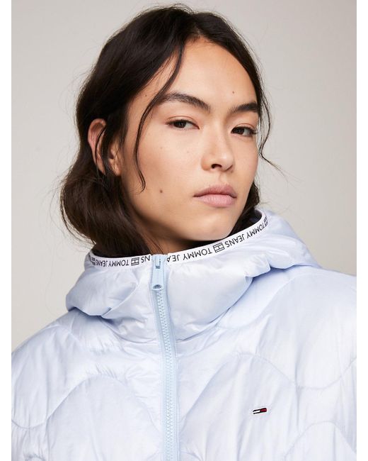 Tommy Hilfiger White Quilted Hooded Puffer Jacket