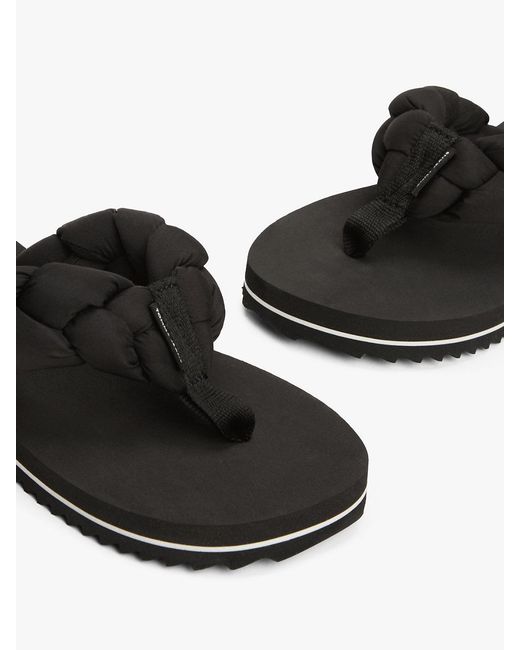 Tommy Hilfiger Black Braided Padded Strap Serrated Flip-flops