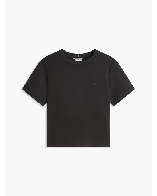 Tommy Hilfiger Black Interlock Knit Boxy Crew Neck T-Shirt