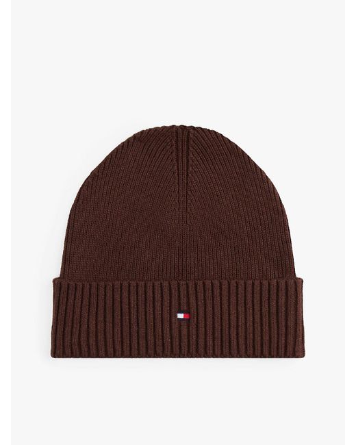 Berretto Con Cashmere E Bandierina Ricamata di Tommy Hilfiger in Brown da Uomo