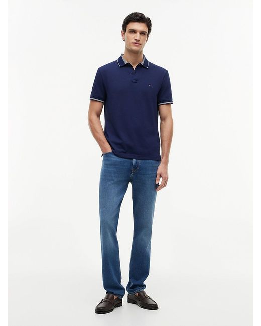 Tommy Hilfiger Blue Heritage Regular Fit Stripe Trim Polo Shirt for men