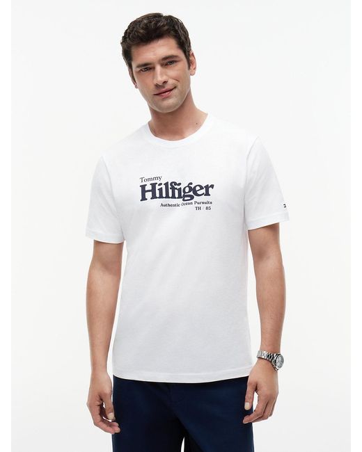 Tommy Hilfiger White Logo Graphic Jersey T-Shirt for men
