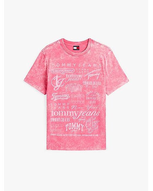 Camiseta Multilogo De Corte Amplio Tommy Hilfiger de color Red