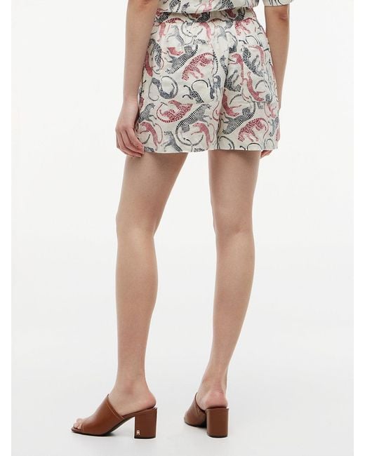 Tommy Hilfiger Natural Flag Embroidery Pure Linen Shorts