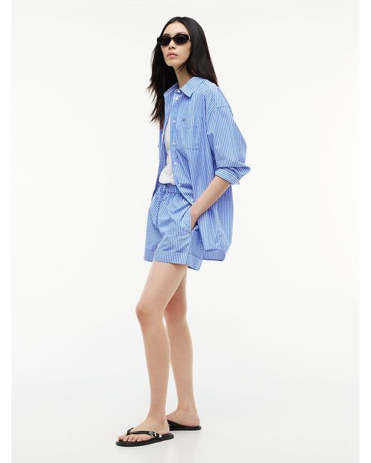 Tommy Hilfiger Blue Poplin Wide Leg Shorts
