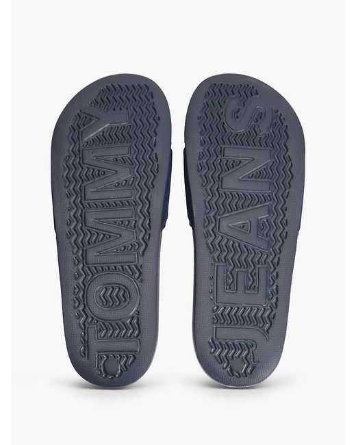 Tommy Hilfiger Blue Logo Strap Pool Slides for men