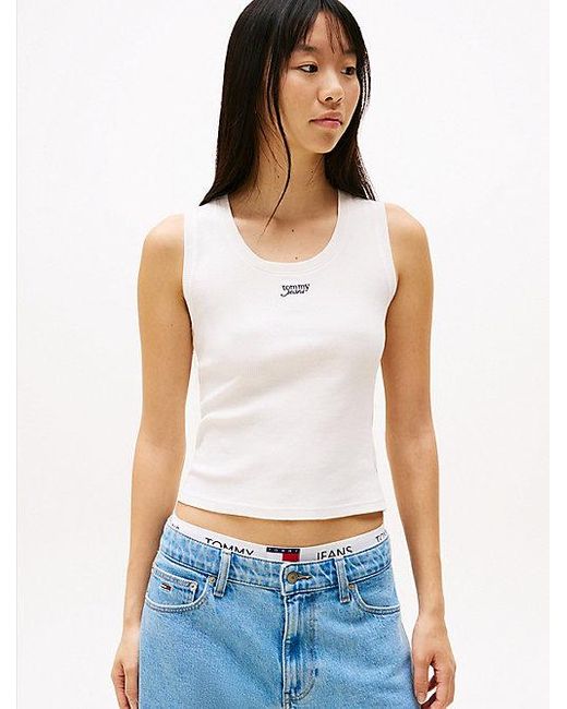 Tommy Hilfiger Slim Fit Tanktop Met Logo in het White