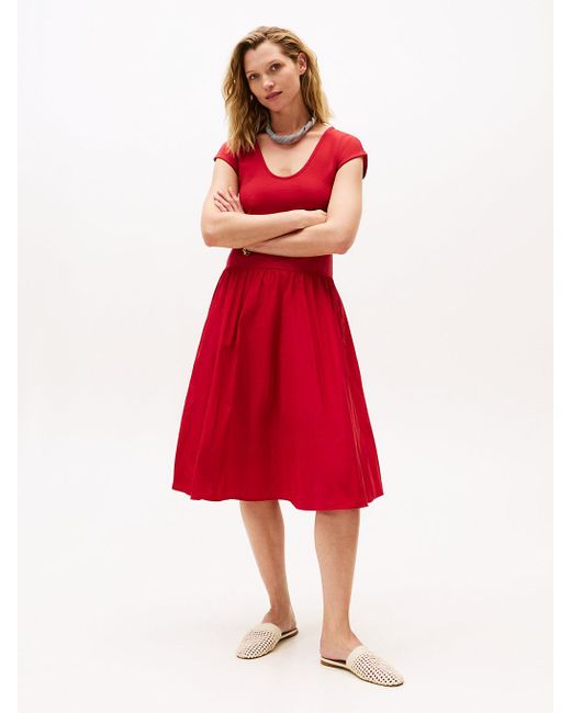 Vestito Midi A Campana di Tommy Hilfiger in Red
