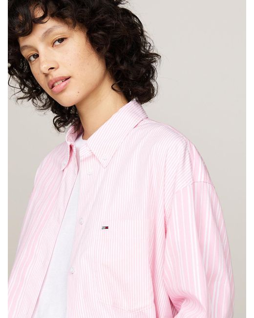 Tommy Hilfiger White Mixed Stripe Oversized Shirt