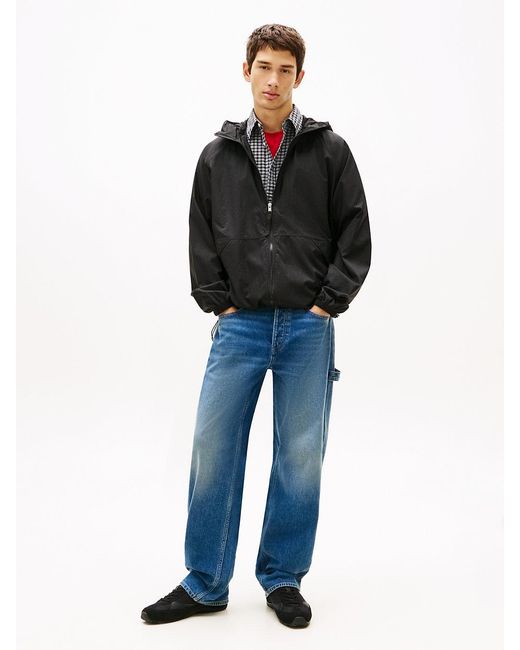 Tommy Hilfiger Black Signature Back Logo Water Repellent Relaxed Windbreaker for men