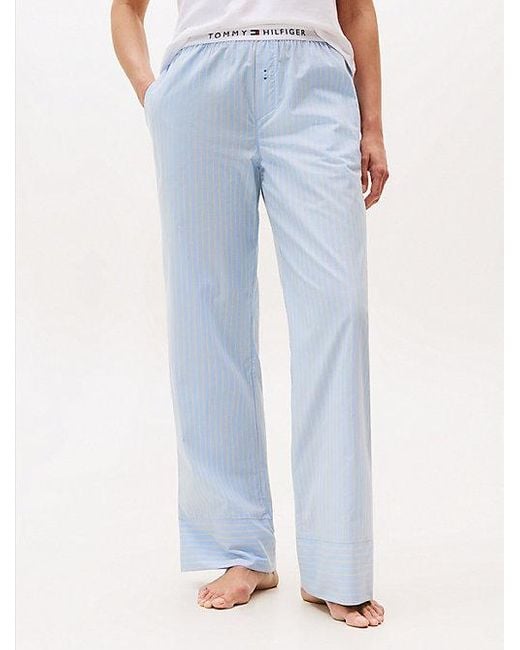 Pantalón De Pijama Essential De Popelín Tommy Hilfiger de color Blue