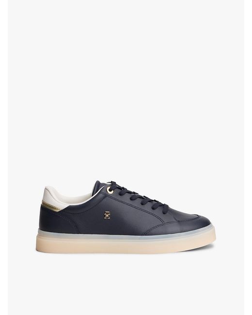 Tommy Hilfiger Blue Th Monogram Leather Trainers
