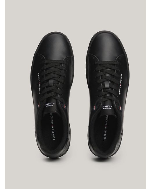 Tommy Hilfiger Black Th Monogram Leather Court Trainers for men