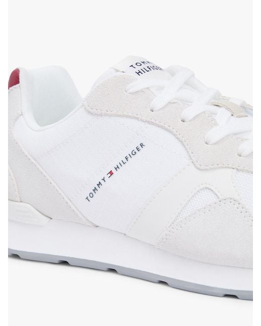 Tommy Hilfiger White Mixed Texture Cleat Ripstop Trainers for men