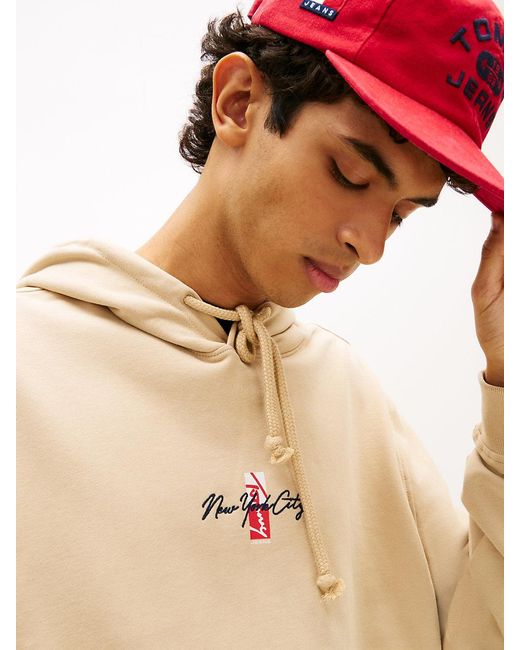 Tommy Hilfiger Natural Signature Back Logo Terry Drawstring Hoody for men
