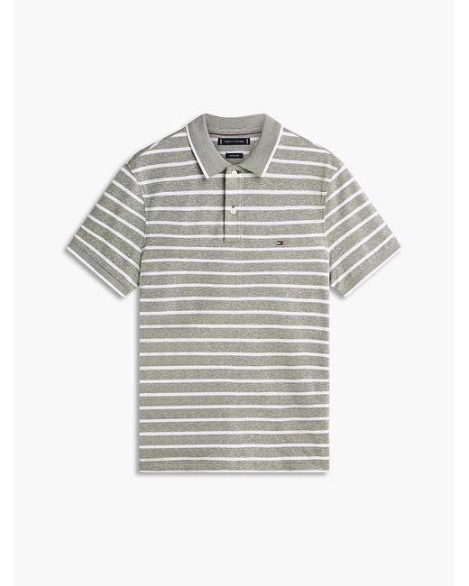 Tommy Hilfiger Gray Regular Fit Pique Polo Shirt With Linen for men