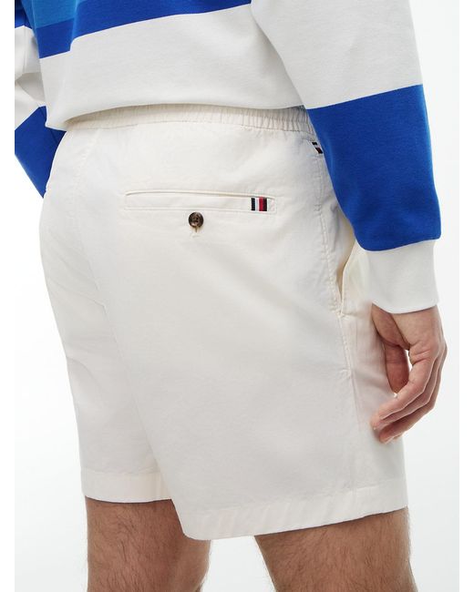 Tommy Hilfiger White Dover Paper Touch Poplin Regular Fit Shorts for men