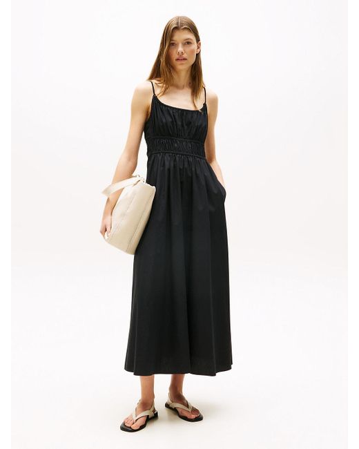Tommy Hilfiger Red Smock Scoop Neck Maxi Dress