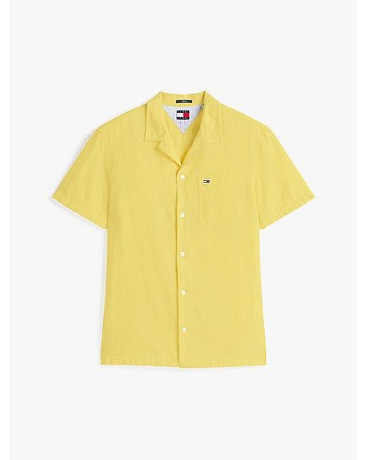 Camisa De Manga Corta En Mezcla De Lino Tommy Hilfiger de hombre de color Yellow