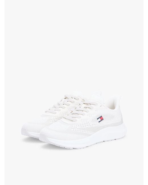 Tommy Hilfiger White Jacquard Knit Logo Trainers for men
