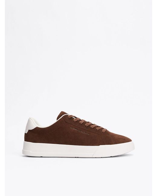 Tommy Hilfiger Brown Suede Court Trainers for men