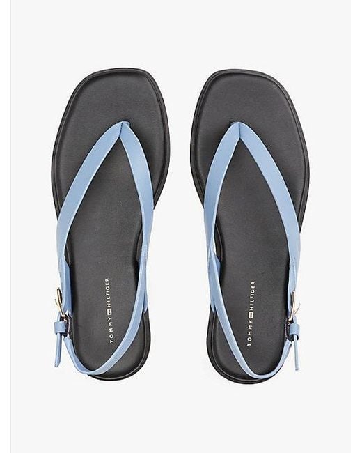 Tommy Hilfiger Leren Colour-Blocked Sandaal Met Vierkante Neus in het Blue