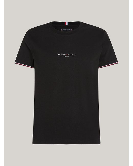 Tommy Hilfiger Black Tipped Cuff Slim T-shirt for men