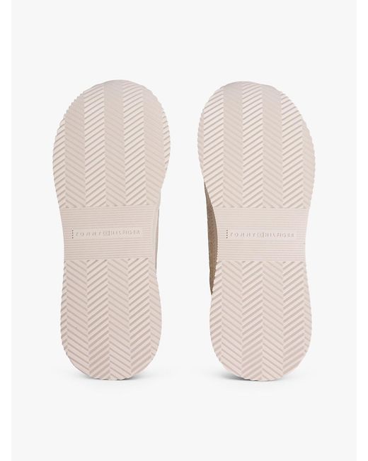 Tommy Hilfiger White Th Monogram Leather Mixed Texture Trainers