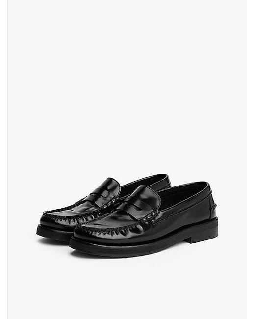 Tommy Hilfiger Leren Loafer Met Logo in het Black voor heren