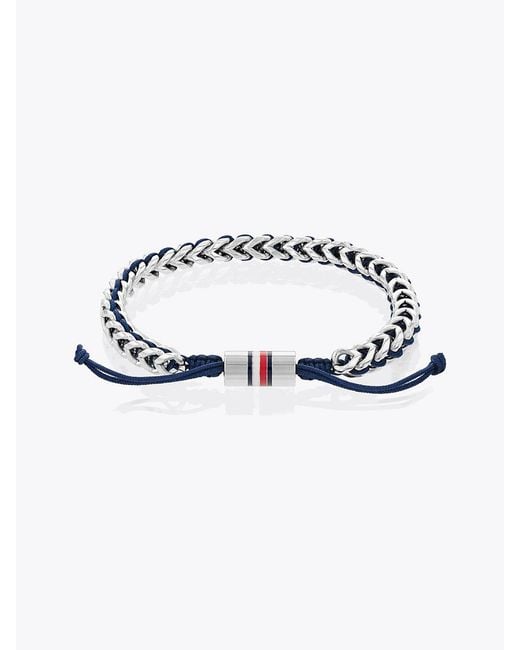 Tommy Hilfiger Blue Stainless Steel Braided Bracelet for men