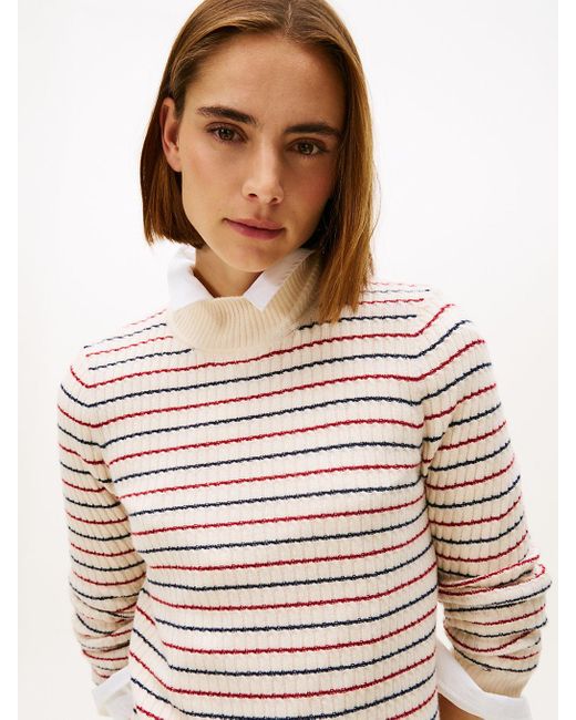 Vestito Pullover Midi Con Cashmere di Tommy Hilfiger in Natural