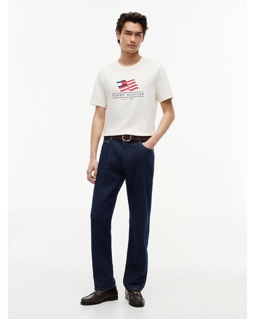 Tommy Hilfiger White Wavy Flag Appliqué Jersey T-Shirt for men
