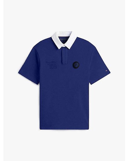 Tommy Hilfiger Athleisure Relaxed Fit Polo Met Rugby-Streep in het Blue voor heren