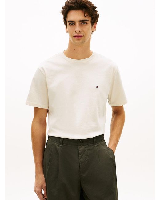 Tommy Hilfiger White Flag Embroidery Jersey Relaxed T-Shirt for men