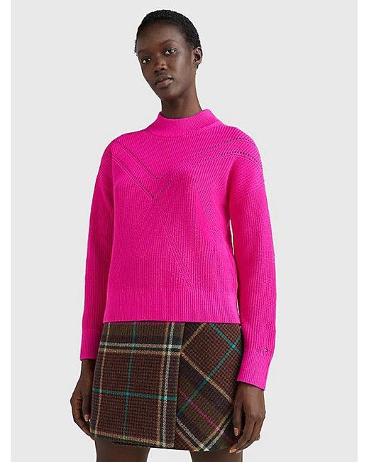 Tommy Hilfiger Pullover aus Bio-Baumwolle mit Mock-Rollkragen in Pink |  Lyst DE