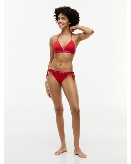 Tommy Hilfiger Red Th Original Foam Triangle Halterneck Bikini Top