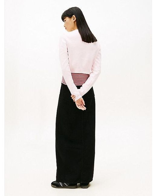 Jersey Cropped De Chenilla Con Logo Bordado Tommy Hilfiger de color White