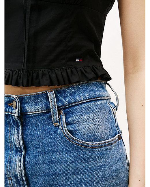 Tommy Hilfiger Blue Ärmellose Cropped Extra Slim Fit Bluse
