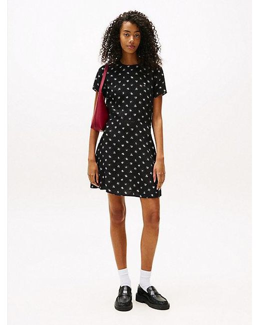 Tommy Hilfiger Slim Minijurk Met Keyhole Op De Rug in het Black