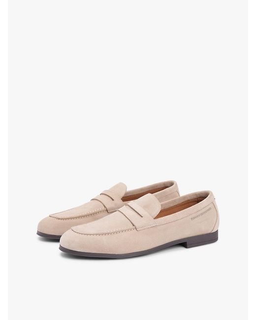Tommy Hilfiger White Suede Flexible Loafers for men