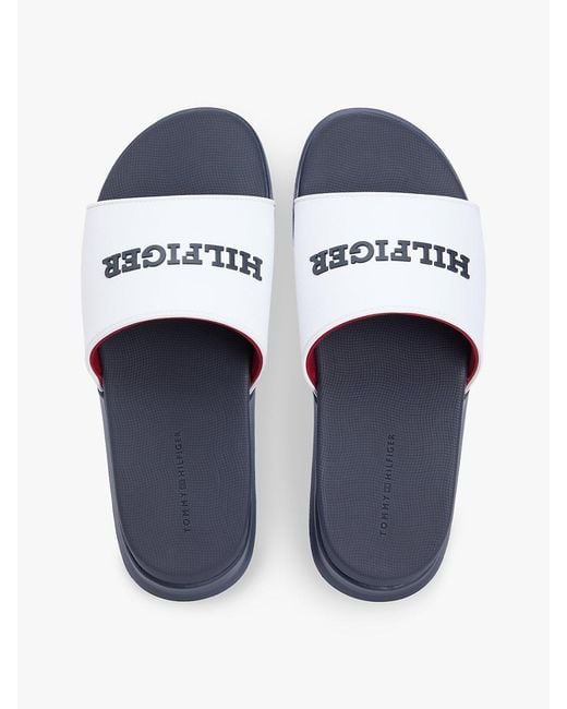 Tommy Hilfiger Blue Hilfiger Monotype Pool Slides for men
