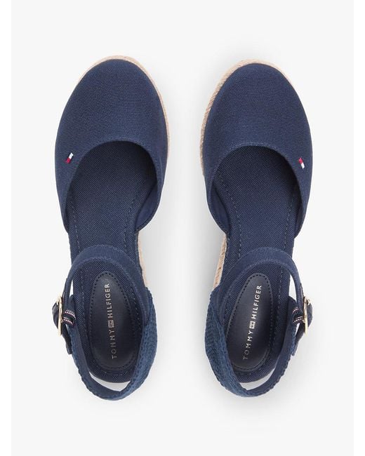 Tommy Hilfiger Blue Canvas Wedge Espadrilles