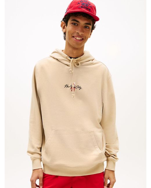 Tommy Hilfiger Natural Signature Back Logo Terry Drawstring Hoody for men
