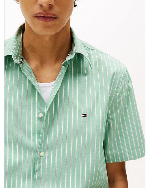 Camisa Th Flex Popelín De Rayas Tommy Hilfiger de hombre de color Green