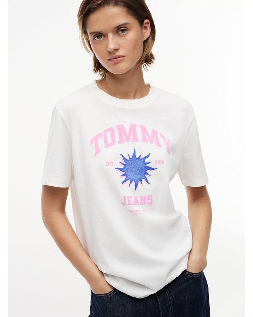 Tommy Hilfiger White Logo Graphic Relaxed T-Shirt