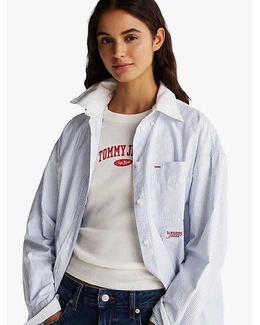 Tommy Hilfiger Oversized Overhemd Met Strepen in het White