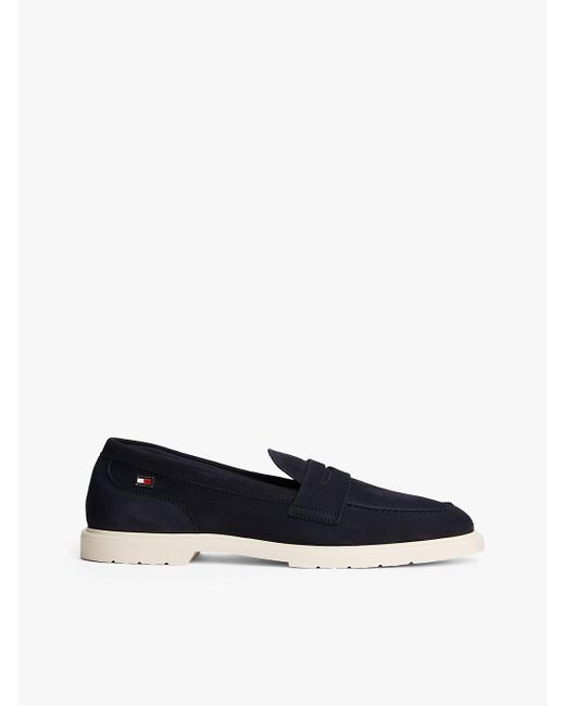 Tommy Hilfiger Blue Enamel Flag Leather Loafers
