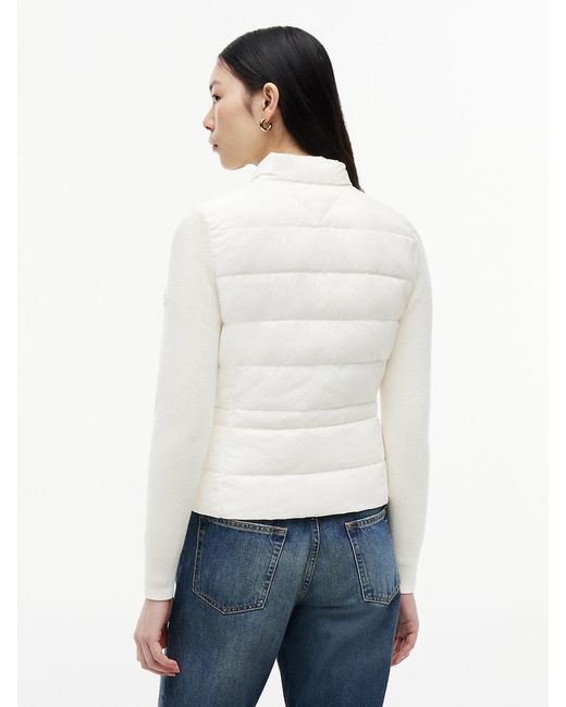 Tommy Hilfiger White Mixed Texture Slim Lightweight Down Jacket