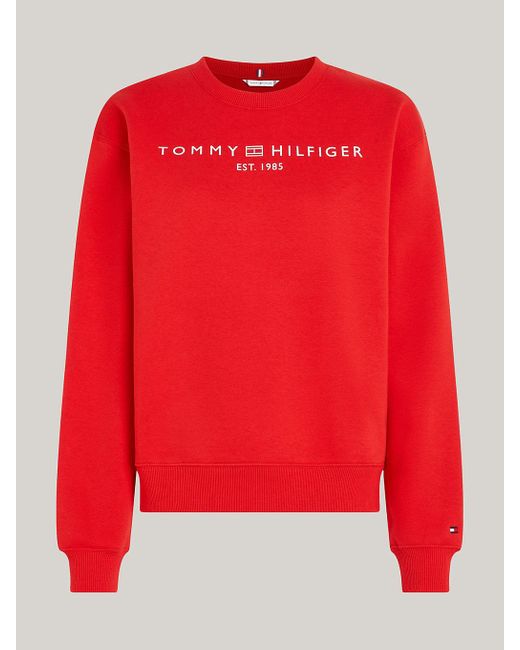 Tommy Hilfiger Red Logo Crew Neck Sweatshirt
