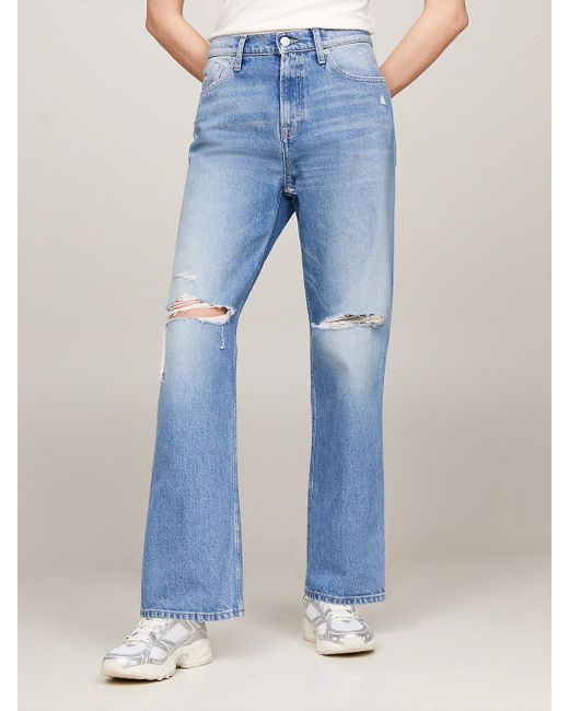 Tommy Hilfiger Blue Betsy Mid Rise Baggy Distressed Jeans